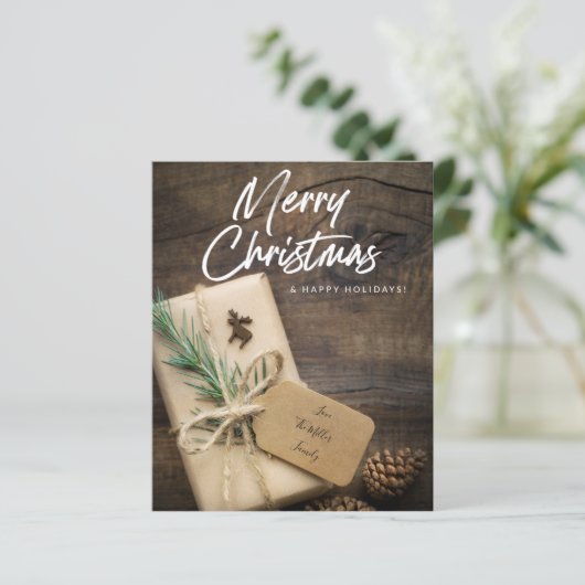 Budget Rustic Reindeer & Cadeau Merry Kerstmis (Staand voorkant)