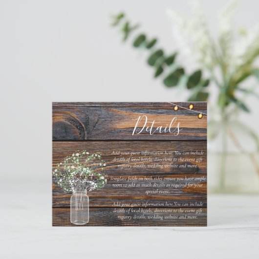 Budget Rustic RSVP-kaarten met baby's adem (Staand voorkant)