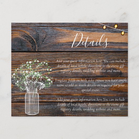 Budget Rustic RSVP-kaarten met baby's adem (Voorkant)