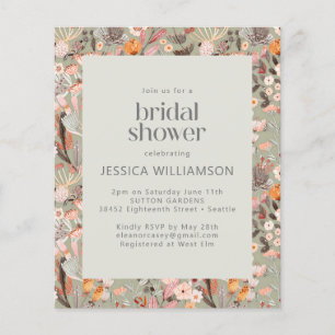 Budget Rustic Sage Green Floral Boho Vrijgezellenf