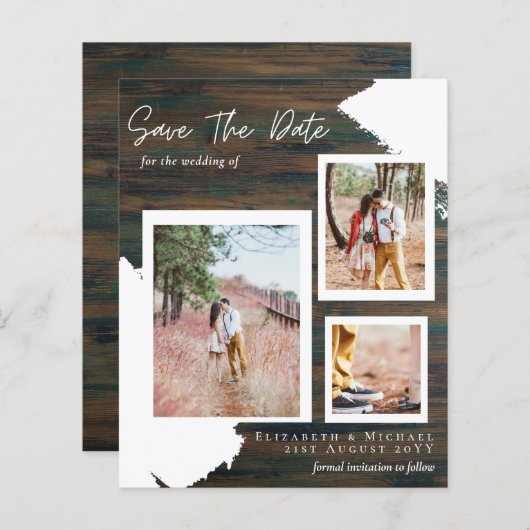 BUDGET RUSTIC SAVE THE DATE Huwelijksaankondiging (Voorkant / Achterkant)