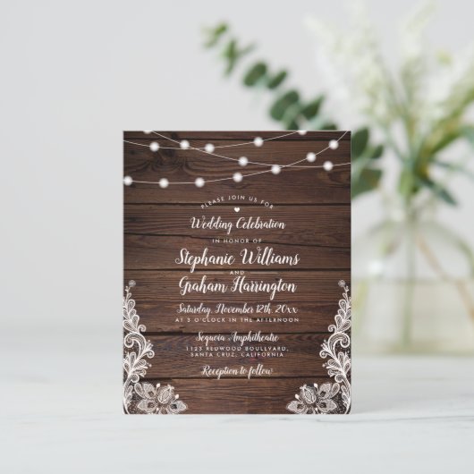 Budget Rustic Script Lights & Lace Photo Wedding (Staand voorkant)