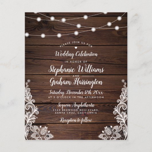 Budget Rustic Script Lights & Lace Photo Wedding (Voorkant)