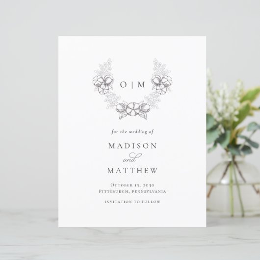 Budget Rustic Southern Cotton Save the Date (Staand voorkant)