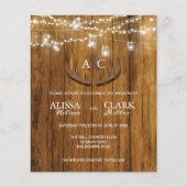 BUDGET Rustic Stag Mason Jar Wedding Invitation (Voorkant)