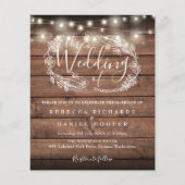 Budget Rustic String Light Photo Wedding Invite (Voorkant)