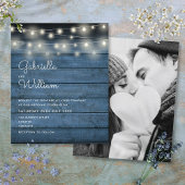Budget Rustic String Lights Photo Wedding Invite