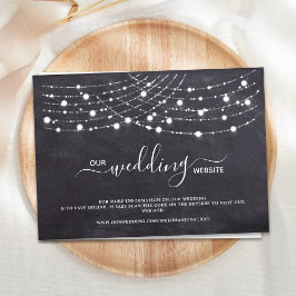 Budget Rustic String Lights Wedding QR Code RSVP Notitiekaartje
