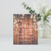 Budget Rustic String Lights Woo Wedding Uitnodigin (Staand voorkant)