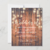 Budget Rustic String Lights Woo Wedding Uitnodigin (Voorkant)