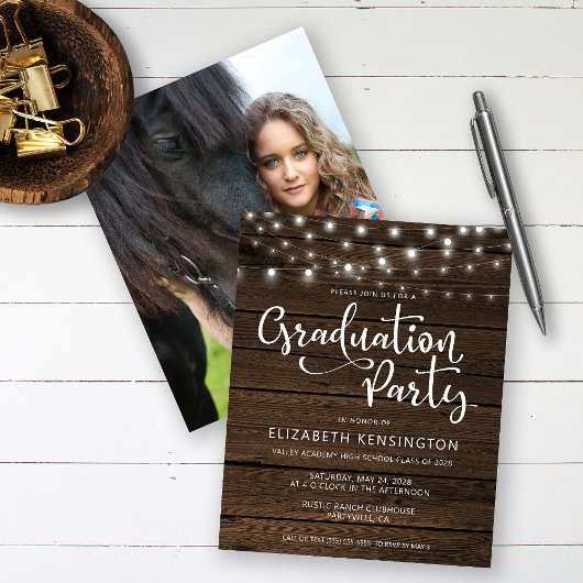 Budget Rustic String Lights Wood Graduparty