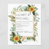 Budget Rustic Sunflower BOHO Greenery Wedding Inv (Voorkant)