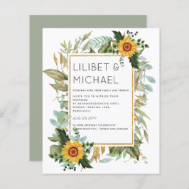 Budget Rustic Sunflower BOHO Greenery Wedding Inv