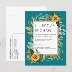 Budget Rustic Sunflower BOHO Greenery Wedding Inv Briefkaart