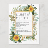 Budget Rustic Sunflower BOHO Greenery Wedding Inv Briefkaart (Voorkant)