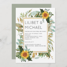 Budget Rustic Sunflower BOHO Greenery Wedding Inv