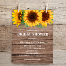 Budget Rustic Sunflower Bridal Shower Uitnodiging