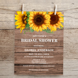 Budget Rustic Sunflower Bridal Shower Uitnodiging