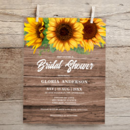 Budget Rustic Sunflower Bridal Shower Uitnodiging
