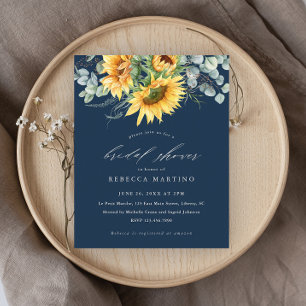Budget Rustic Sunflower Bridal Shower Uitnodiging
