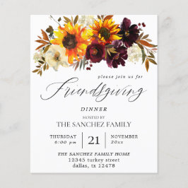 Budget Rustic Sunflower Floral Friendsgiving Flyer