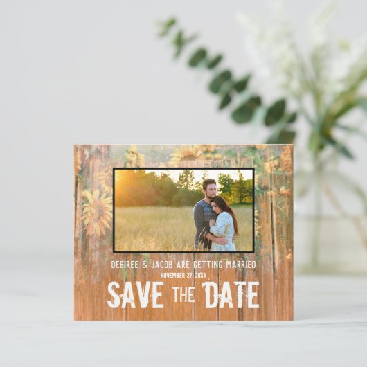 Budget Rustic Sunflower Foto sparen de datum (Staand voorkant)