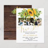 Budget Rustic Sunflower Foto Wedding Invitting (Voorkant / Achterkant)