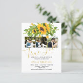 Budget Rustic Sunflower Foto Wedding Invitting (Staand voorkant)