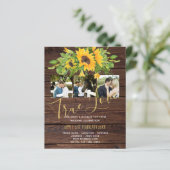 Budget Rustic Sunflower Foto Wedding Invitting (Staand voorkant)
