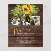Budget Rustic Sunflower Foto Wedding Invitting (Voorkant)