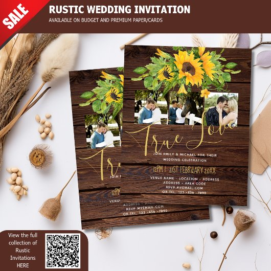 Budget Rustic Sunflower Foto Wedding Invitting
