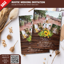 Budget Rustic Sunflower Foto Western bruiloft Briefkaart