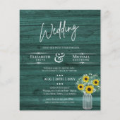 BUDGET Rustic Sunflower Green Yello Wedding Invite (Voorkant)