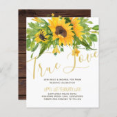 Budget Rustic Sunflower Script Wedding Uitnodiging (Voorkant / Achterkant)
