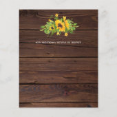 Budget Rustic Sunflower Script Wedding Uitnodiging (Achterkant)