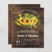 BUDGET Rustic Sunflower Wedding Uitnodiging (Voorkant / Achterkant)