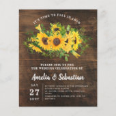 BUDGET Rustic Sunflower Wedding Uitnodiging (Voorkant)