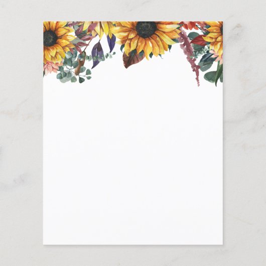 Budget Rustic Sunflower Wedding Uitnodiging (Achterkant)