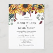 Budget Rustic Sunflower Wedding Uitnodiging (Voorkant)