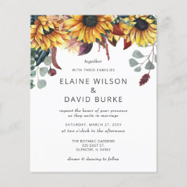Budget Rustic Sunflower Wedding Uitnodiging