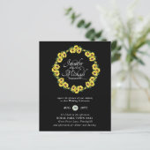 BUDGET Rustic Sunflower Wreath Wedding Invite (Staand voorkant)