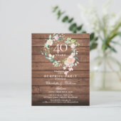 Budget Rustic Surprise 40th verjaardagsuitnodiging (Staand voorkant)