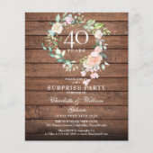 Budget Rustic Surprise 40th verjaardagsuitnodiging (Voorkant)