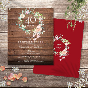 Budget Rustic Surprise 40th verjaardagsuitnodiging
