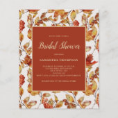 Budget Rustic Terracotta Blad Bruidsdouche Flyer (Voorkant)