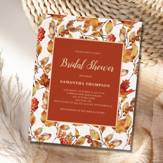 Budget Rustic Terracotta Blad Bruidsdouche Flyer