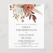 Budget Rustic Terracotta Floral QR Code Weddenscha (Voorkant)