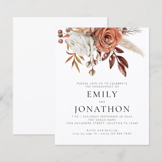 Budget Rustic Terracotta Florals Engagement Party (Voorkant / Achterkant)