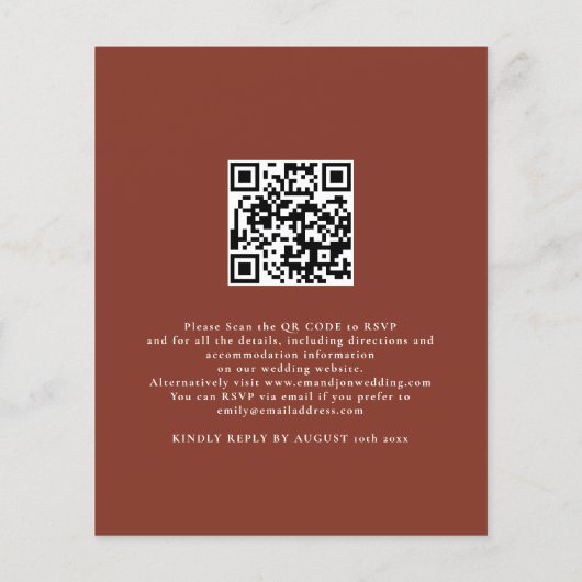 Budget Rustic Terracotta Florals QR Code Weddensch (Achterkant)