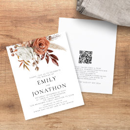 Budget Rustic Terracotta Florals QR Code Weddensch